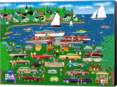 Framed Classic Car Boat Show Print