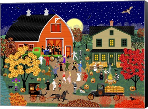Framed Halloween Barn Dance Print