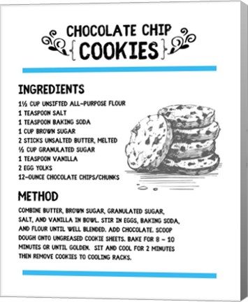 Framed Chocolate Chip Cookies Recipe White Background Print