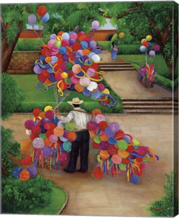 Framed Balloons In The Park Print