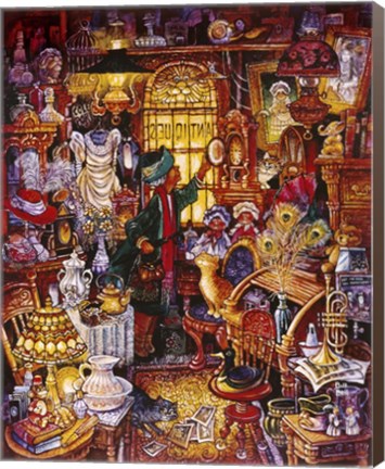 Framed Antique Lady Green Coat Print