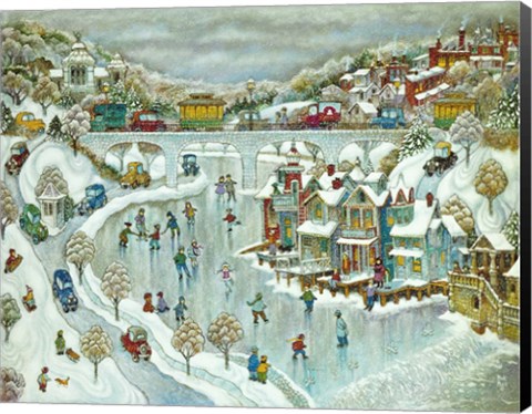 Framed Boathouse Snow Print