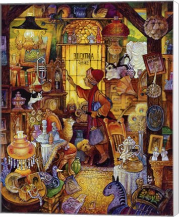 Framed Antique Lady Red Coat Print