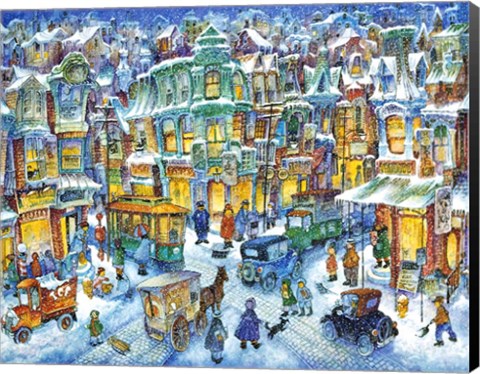 Framed Old City Snow Print