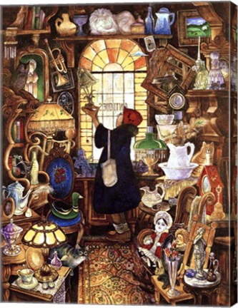 Framed Antique Lady Dark Coat Print