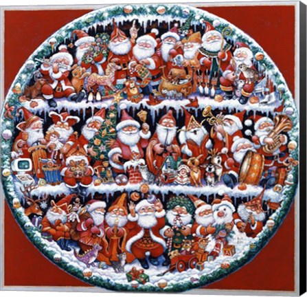 Framed Santa On Shelves Print