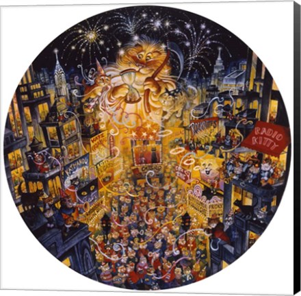 Framed New Years Cats Print