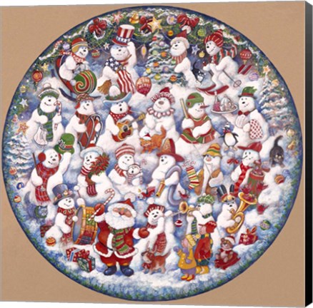 Framed Santa And The Snowfolks Print