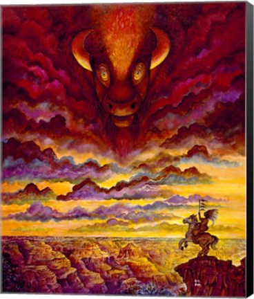 Framed Raging Buffalo Print