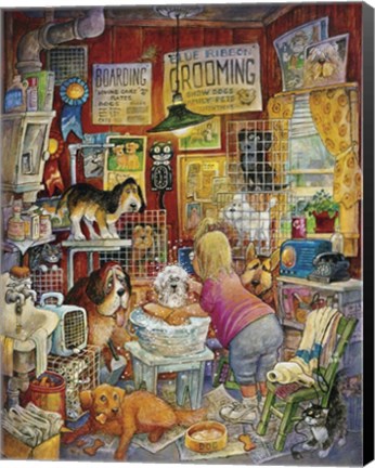 Framed Blue Ribbon Groomer Print