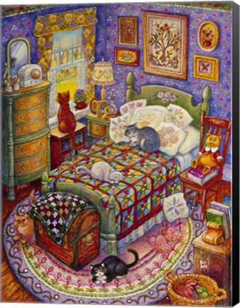 Framed More Bedroom Cats Print