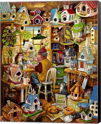 Framed Birdhouse Man Print