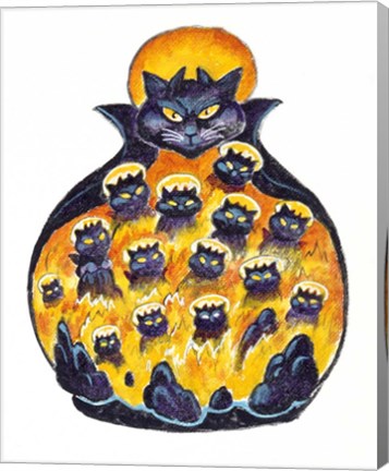 Framed Holloween Cats Print