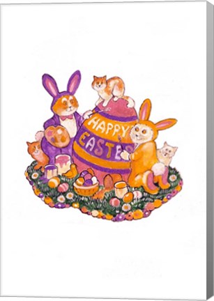 Framed Easter Cats Print