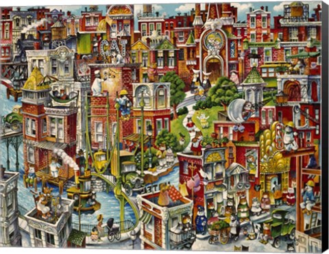 Framed Cat City Print