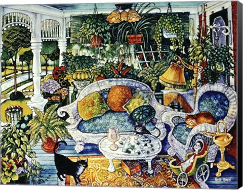 Framed White Wicker Summer Print