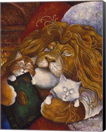 Framed Sleeping Lion Print