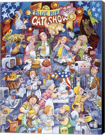 Framed Blue Ribbon Cat Show Print