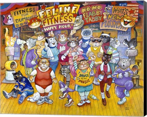 Framed Feline Fitness Print