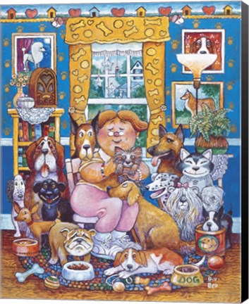 Framed Lady Who Loves Dogs Print