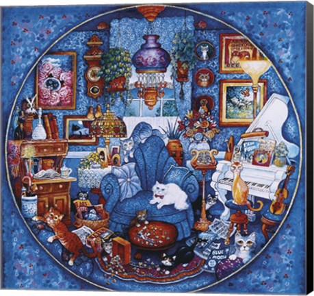 Framed More Blue Room Cats Print