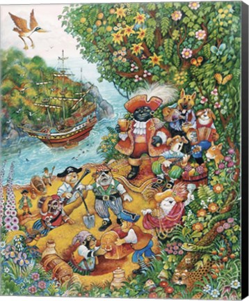 Framed Black Dog&#39;s Treasure Island Print