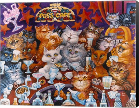 Framed Puss Cafe Print