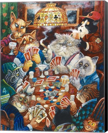 Framed Poker Cats Print
