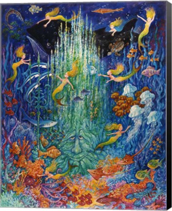 Framed Neptune &amp; The Mermaids Print