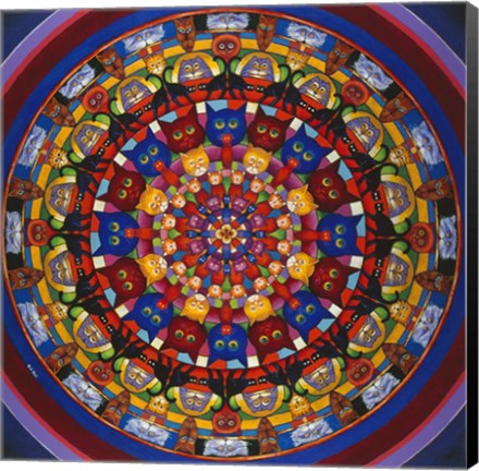 Framed Circle Of Cats Print