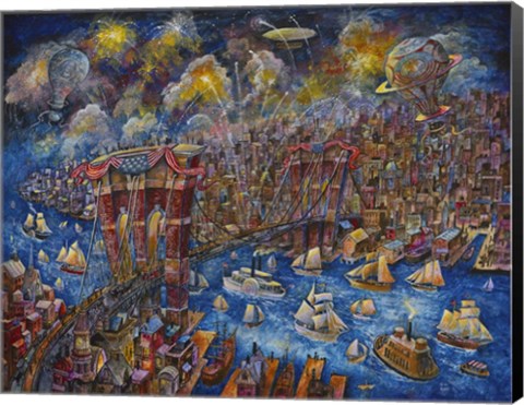 Framed Opening Day 1873 Brooklyn Bridge Print