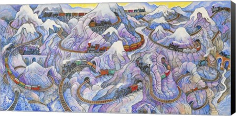 Framed Stave Trains Print