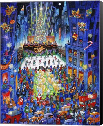 Framed Skating At Rockefeller Print