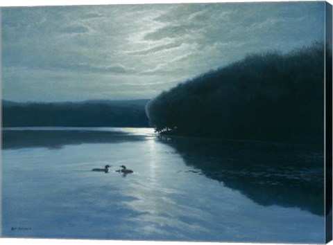 Framed Moonlight Loons Print