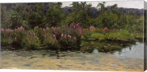 Framed Purple Lustrife - Townsend&#39;s Pond Print