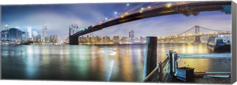 Framed Brooklyn Bridge Pano 2-Color Print