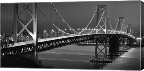 Framed Oakland Bridge 2 BW Print