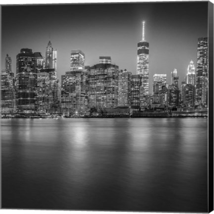 Framed Manhattan Skyline Night 3 Print