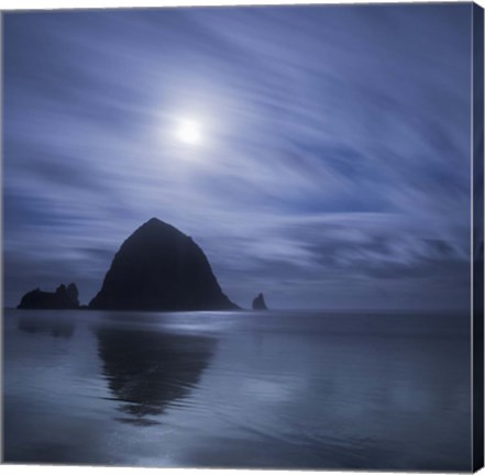 Framed Moon Over Canon Beach Print