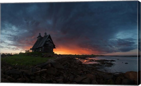 Framed Old Church On the Coast of White Sea Print