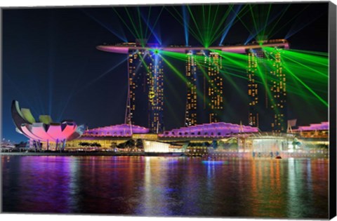 Framed Marina Bay Sands Lasershow Print