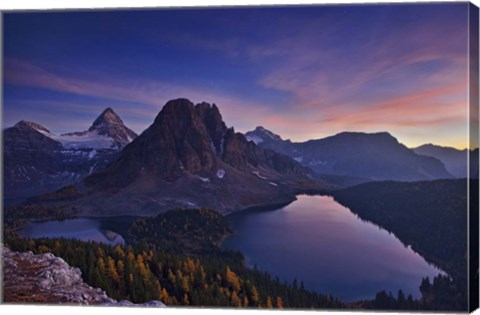 Framed Twilight At Mount Assiniboine Print