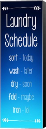 Framed Laundry Schedule - Ocean Blue Print