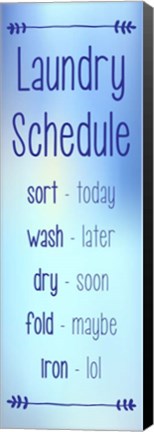 Framed Laundry Schedule - Sky Blue Print