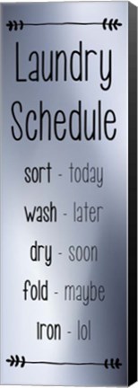 Framed Laundry Schedule - Silver Print