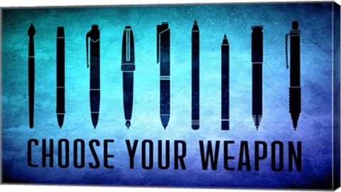 Framed Choose Your Weapon - Aquamarine Print