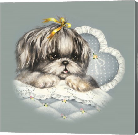 Framed Blue Puppy Box Top Print