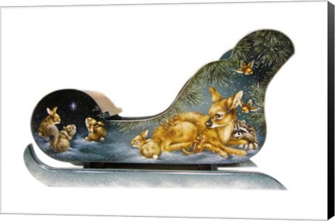 Framed Winter Babies Sleigh Print