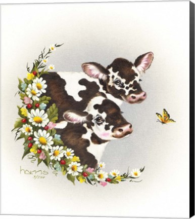 Framed Brown Cows Print