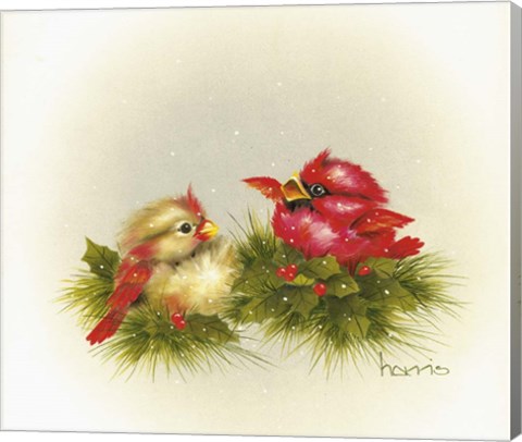 Framed Cardinals And Holly Print